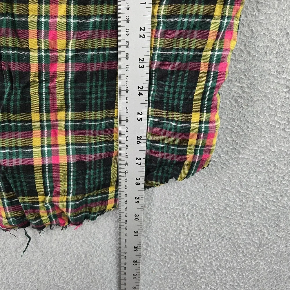 Savage X Fenty Women Sleepwear‎ Green Plaid Flannel Sleepshirt Long Sleeve